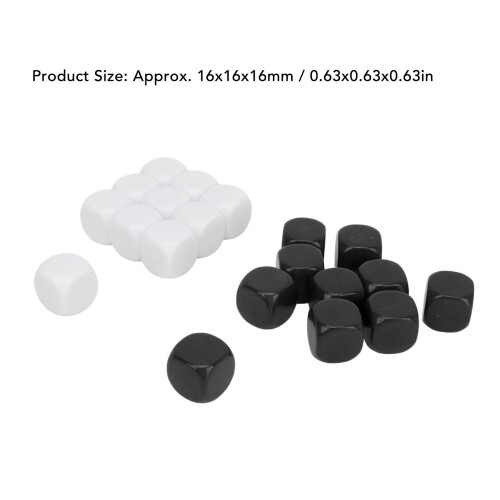 20 Pcs DIY Sticker Dice 16x16x16mm White/Black 1