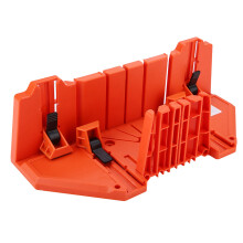 14-inch Plastic Mitre Box Pruning Saw with Clamp, Angled Cuts, Durable Orange Design