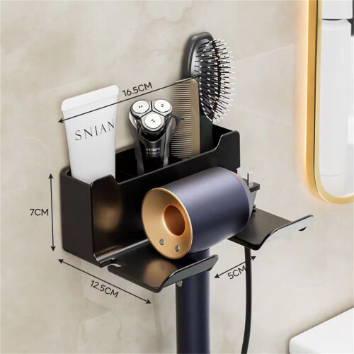 Oefntac No-Drill Hair Dryer Mount with 3 Compartments 2