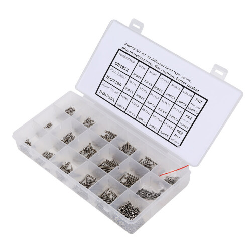 Rust Resistant M2Screws Set, Stainless Steel Hex Socket Head Precision Threads Complete Fastening Assortment With Storage Box For Precision 1