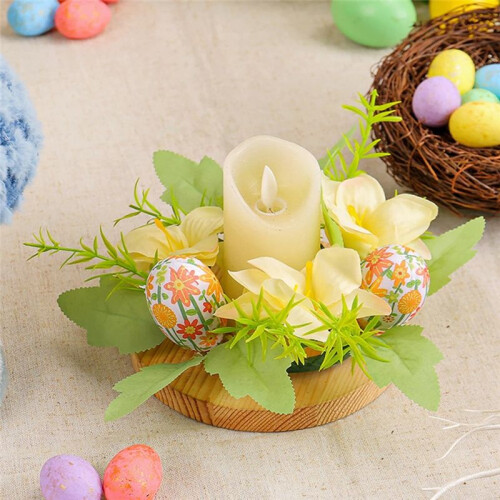 Easter Egg Wreath Table Centerpiece Decorative Easter Flower Decorations Exquisite Spring Wreath Decor for Indoor 2