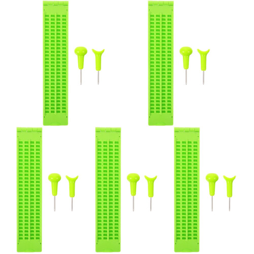 5Ensembles Tablettes Braille Vertes Kit Stylet Réutilisable