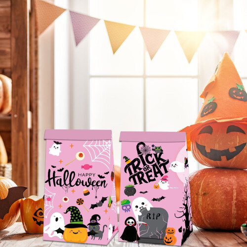 12 τεμάχια χαριτωμένες τσάντες με δώρα για το Halloween (4 στυλ) + 18 αυτοκόλλητα – 2