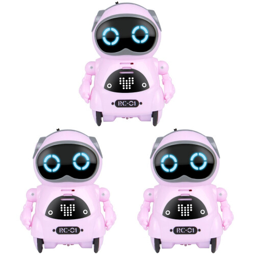 Mini-RC-Roboter 3-tlg. mit -, Tanz-, Singefunktion, LED, pink