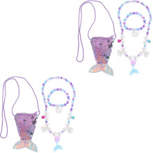 2Ensembles Collier Queue De Sirène Violet Bracelet Pour Fille