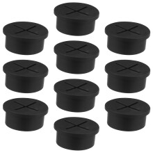 Worgeous  10 Pcs Threading Cover Power Cord Grommet Plugs Holes Black