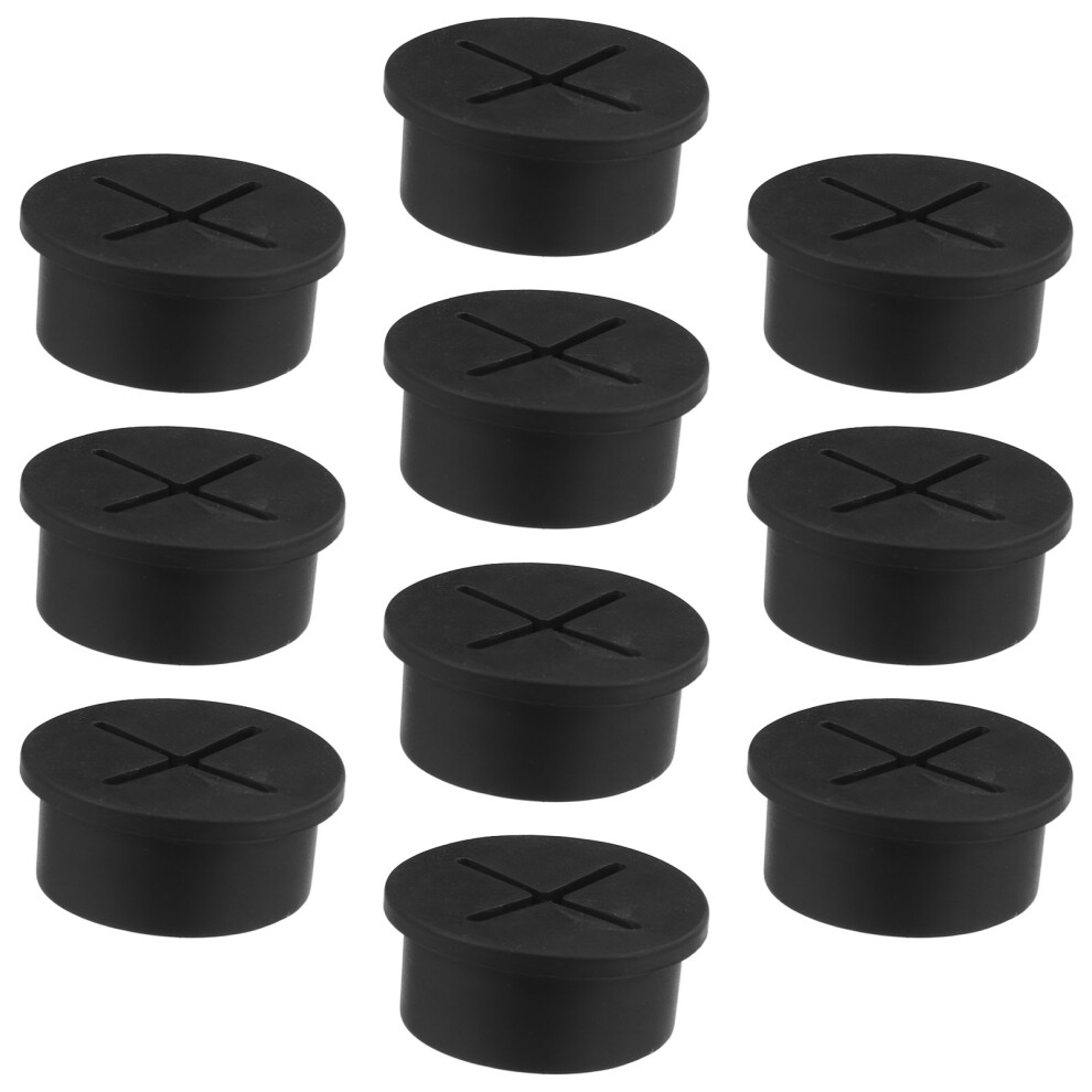 Worgeous 10 Pcs Threading Cover Power Cord Grommet Plugs Holes Black 3713122727331