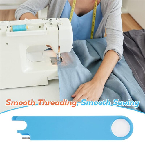 Sewing Machine Needle Threader Tool with Magnetic Back, Alignment Guide, and Built-in Ruler 2