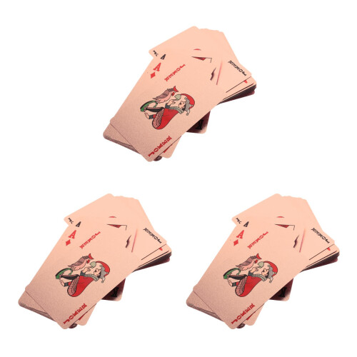 3Ensembles Jeu Cartes Poker Plastic Rose Pour Fêtes