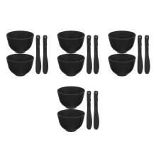 4Sets Zwarte Siliconen Gezichtsmasker Kom Set Voor DIY Spa En Beauty