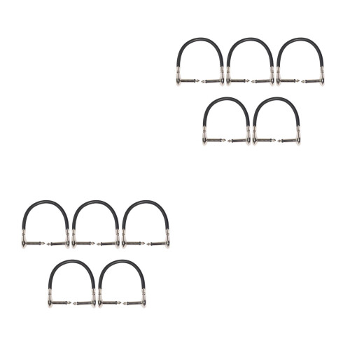 10Pcs Right Angle Elbow Patch Cable for Guitar Black Low Capacitance