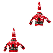 2Sets Feestelijke Wijnfles Hoesjes Polyester Kerst Decoratie