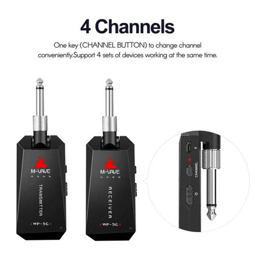 M-VAVE WP-5G 5.8G Wireless Guitar System Rechargeable Audio Transmitter Receiver 2