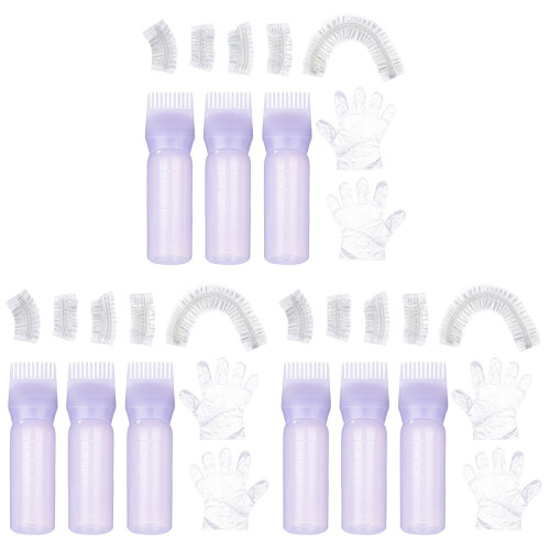 3Sets Haarverfpakket Paars Plastic Applicator Kit Voor Salon