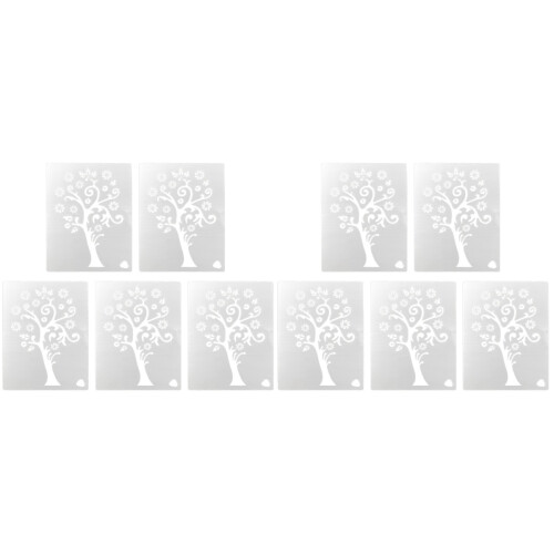 10Pcs White Hollow Drawing Stencils Tree Pattern for Creative Painting