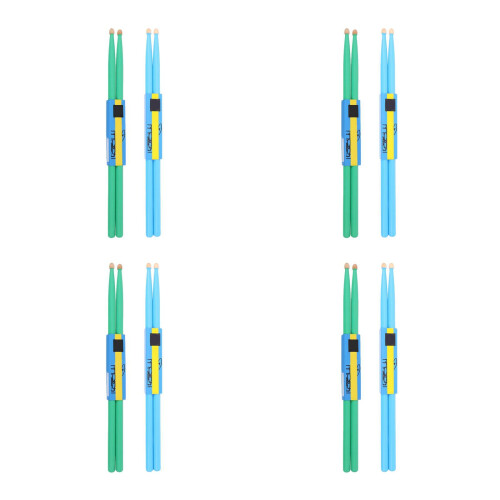8Pairs Durable Wood Drum Sticks Assorted Colors for Drum Sets Practice