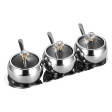 Stainless Steel Seasoning Containers With Lid And Spoon For Kitchen