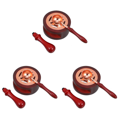 3Sets Wax Smeltstel Hout Warmer En Compact Donkerrood
