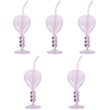 5Sets Roze Party Goblet Hartvorm Cocktailglas Voor Wijn