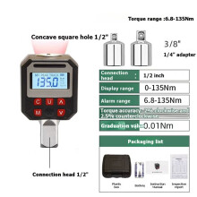Digital Torque Adapter for 1/2" Drive Ratchet Wrench LED Display and Trace Modes Audible & Visual Alerts 6.8-135Nm