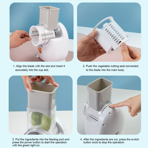White Electric Shredder Battery Powered Stainless Steel Easy Control 1