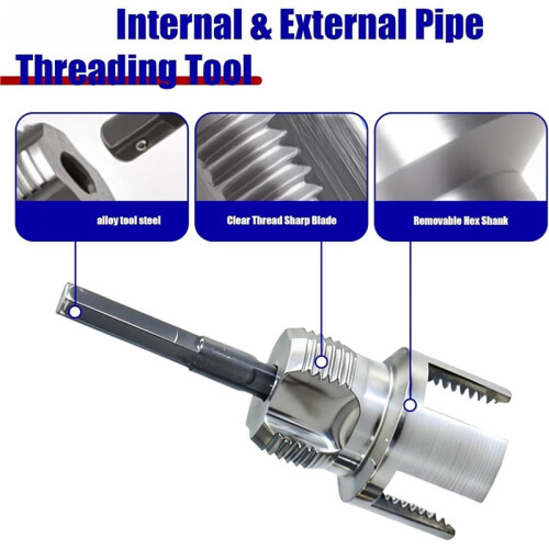 3 Pcs Internal & External Pipe Threading Tool, 1/2" 3/4" 1" PVC Plastic Pipe Thread Cutter Set Threader Kit 1