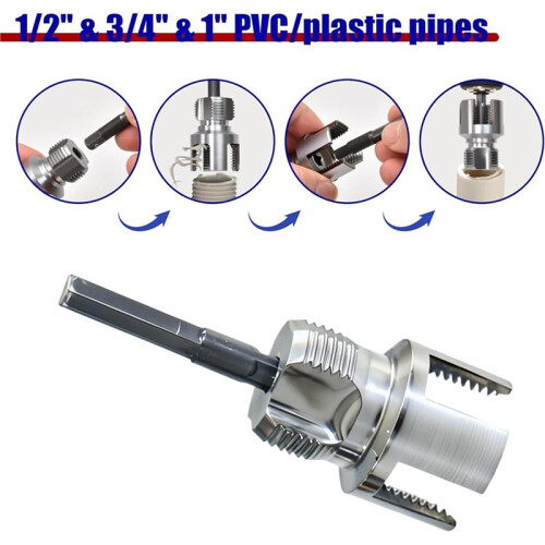 3 Pcs Internal & External Pipe Threading Tool, 1/2" 3/4" 1" PVC Plastic Pipe Thread Cutter Set Threader Kit 2