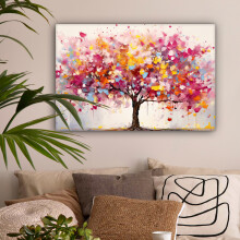 Framed Canvas Wall Art 35"x24" Coloured tree Canvas painting for Livingroom Bedroom