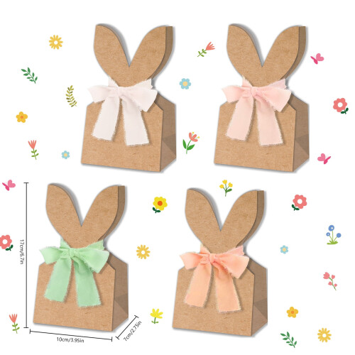 Τσάντες για μπομπονιέρες με φιόγκο για πασχαλινό λαγουδάκι σε σχήμα boho, κουτιά 2