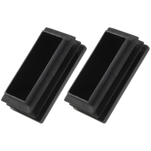 Plastic Rectangle Blanking End Tube Caps Inserts 25x50mm 30pcs Black