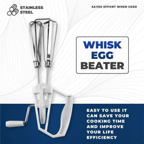 Rotary Manual Hand Whisk Egg Beater Mixer Blender Stainless Steel Kitchen Tools 2