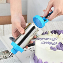 Kake-, Grädd- och Pressmaskin i Rostfritt Stål med Munstycken, Skrapa och Bakverktyg, Tillbehör för Handgjord Dessertdekoration
