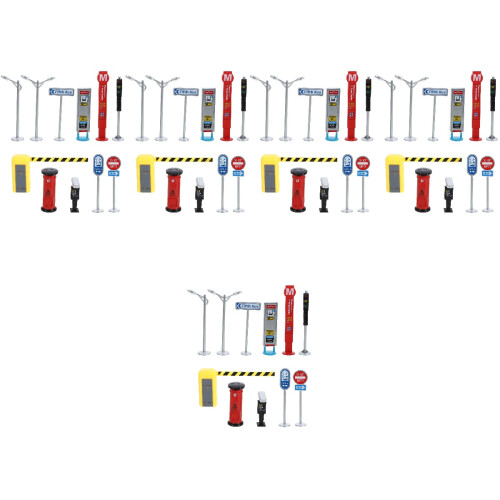 5Ensembles Jouets Routière Miniature En Plastique