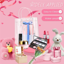 50PCS Clear PVC Gift Bags with Handles Reusable Plastic Wrap Tote Bags Transparent Shopping Bag for Christmas Party