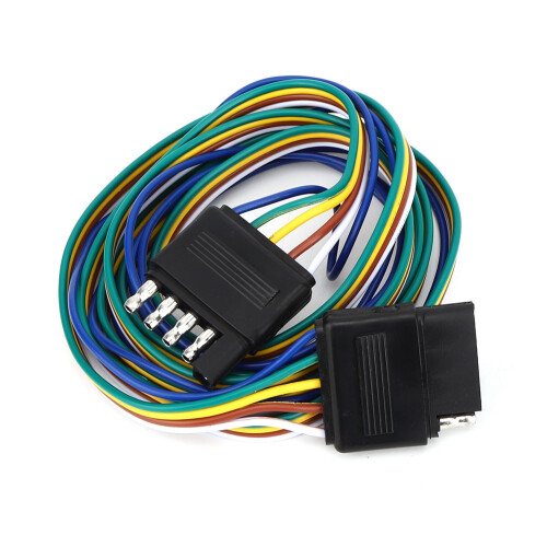 Durable Trailer Wiring Harness Extension5Way Flat Plug Waterproof Design Easy Grip Tabs Universal Trailer Compatibility 1