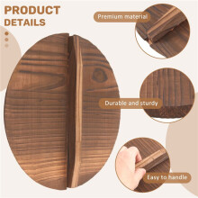 Kitchen Multi-Functional Wooden Pot Cover Handle Pan Lid Eco-Friendly Anti-Scalding Wood Baking Pot Lids Cover 26cm
