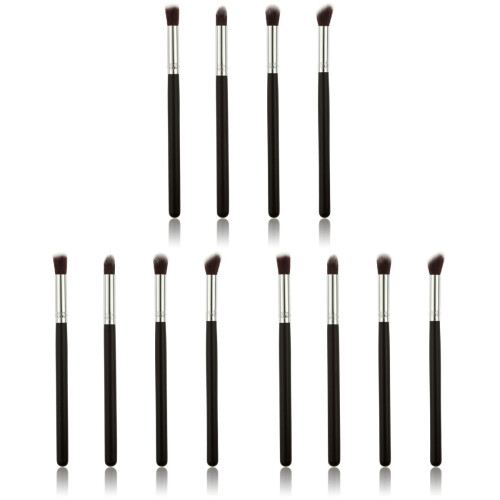 12Stk Schminkpinsel Set Schwarz Silber Weich Reisefreundlich