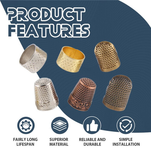 6 Pieces Sewing Thimble Finger Protector,Adjustable Metal Finger Shield Protector for Sewing Embroidery Needlework 2