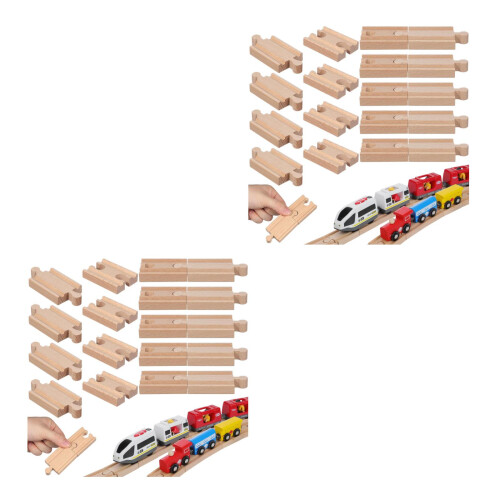 36Pièces Ensemble Pistes Bois Facile À Monter Jeu Train Educatif