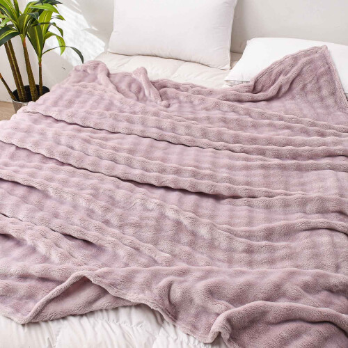 Hwkond Solid Flannel Throw Blanket Taro Purple 100x150cm 2