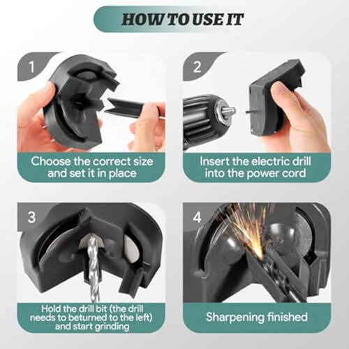 Drill Bit Sharpener,Multipurpose Drill Bit Grinding Sharpener with 4 Grinding Wheel,Drill Machine Blade Sharpening Tool 2