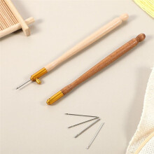 2Pcs Tambour Hooks Kit Embroidery Crochet Hook Wood Handle Tambour Embroidery Kit for Embroidery Sequin Beading Knitting