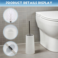 Toilet Brush and Holder, 2 Pack Toilet Brush with 304 Stainless Steel Long Handle, Toilet Bowl Brush White