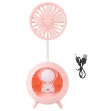 Small Desk Fan with LED Mood Light, Cute Cartoon Personal Fan USB Powered for Girls Boys Kids with Soft Glow and Silent Operation
