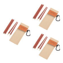3Paires Baguettes Pliantes En Bois Colorées Pour Camping Extérieur