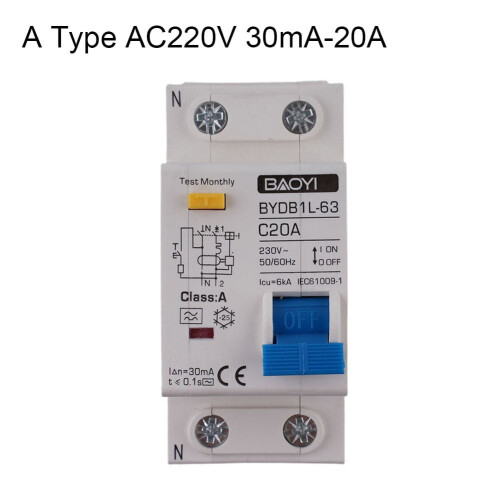 Residual Current Circuit Breaker Type A/AC DPNL 20A 2