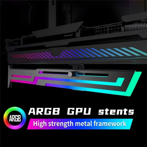 Power Train ARGB  Card GPU Holder Adjustable Height Horizontal GPU Bracket AURA GPU Video Card Holder 1