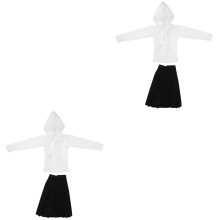 2Sets Zwart Stoffen Poppenhoodie En Geplooide Voor 60Cm