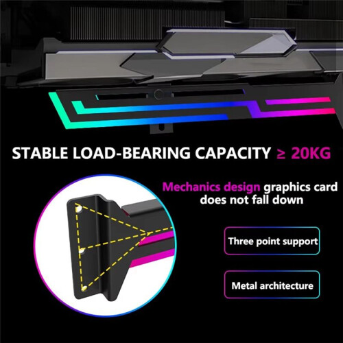 Power Train ARGB  Card GPU Holder Adjustable Height Horizontal GPU Bracket AURA GPU Video Card Holder