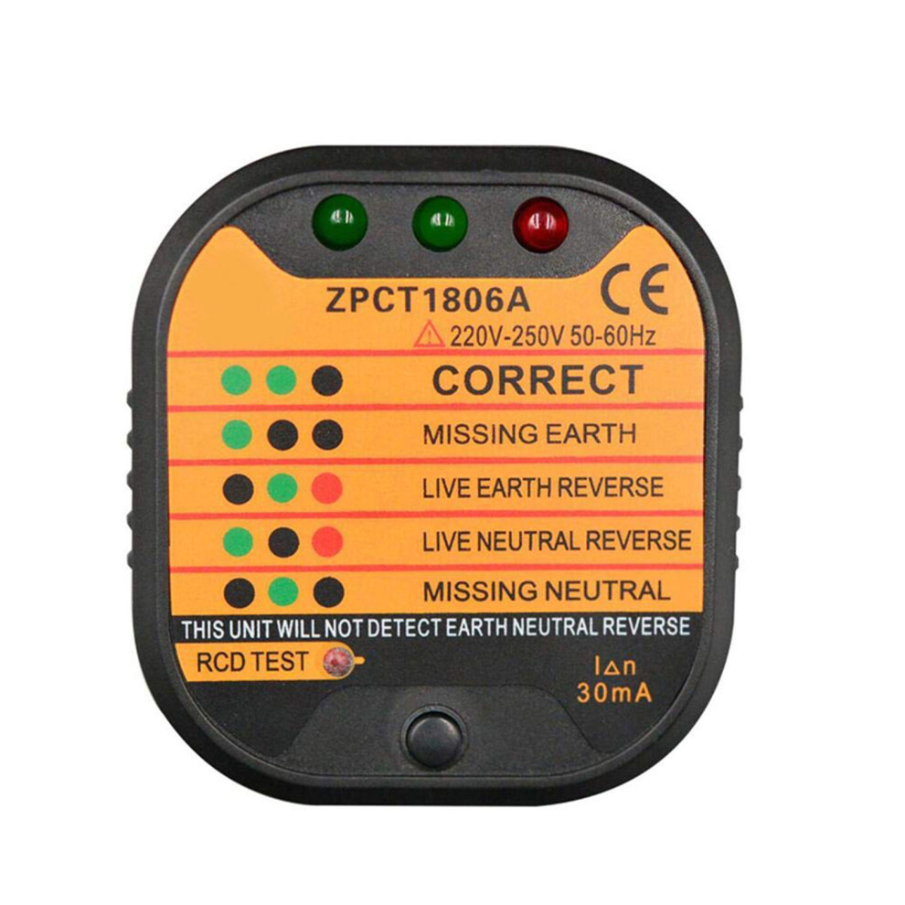 Led Indicator Light Circuit Tester, Outlet Tester Offers Quick Wiring Checks, Portable Design Facilitates On-The-Go Electrical Assessments (Rcd Test 9365509889862